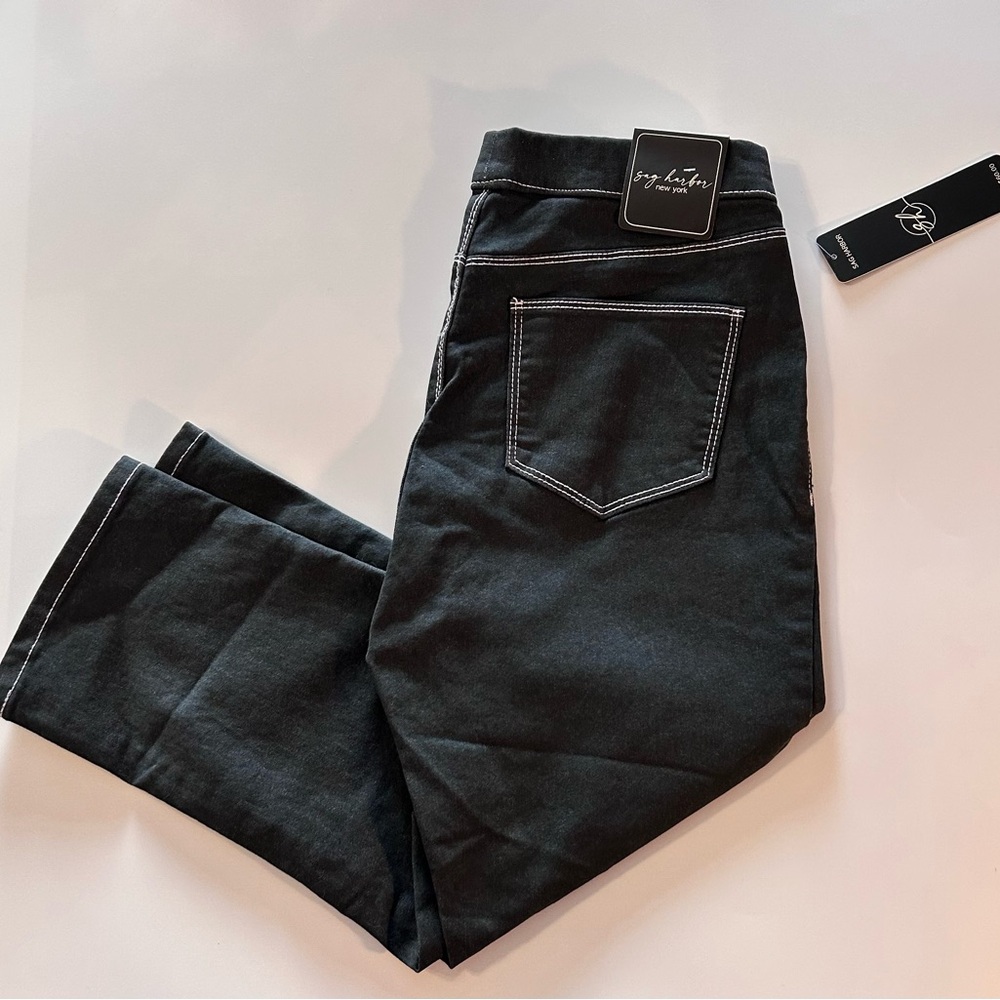 NWTS Sag Harbor NY Black Jeans with White Stitching Size 10